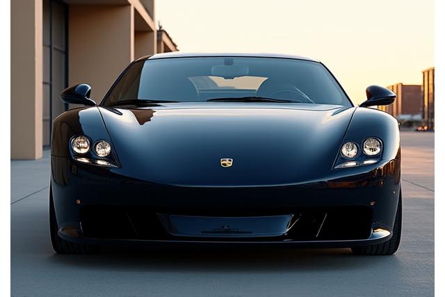Exterior view of a perfectly detailed dark car