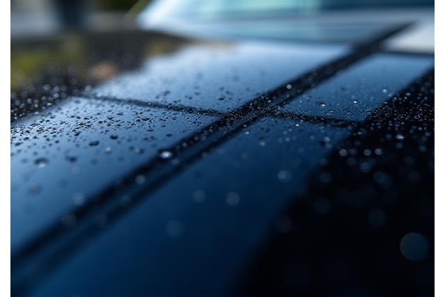 Close-up of car paint being corrected, showing swirling imperfections
